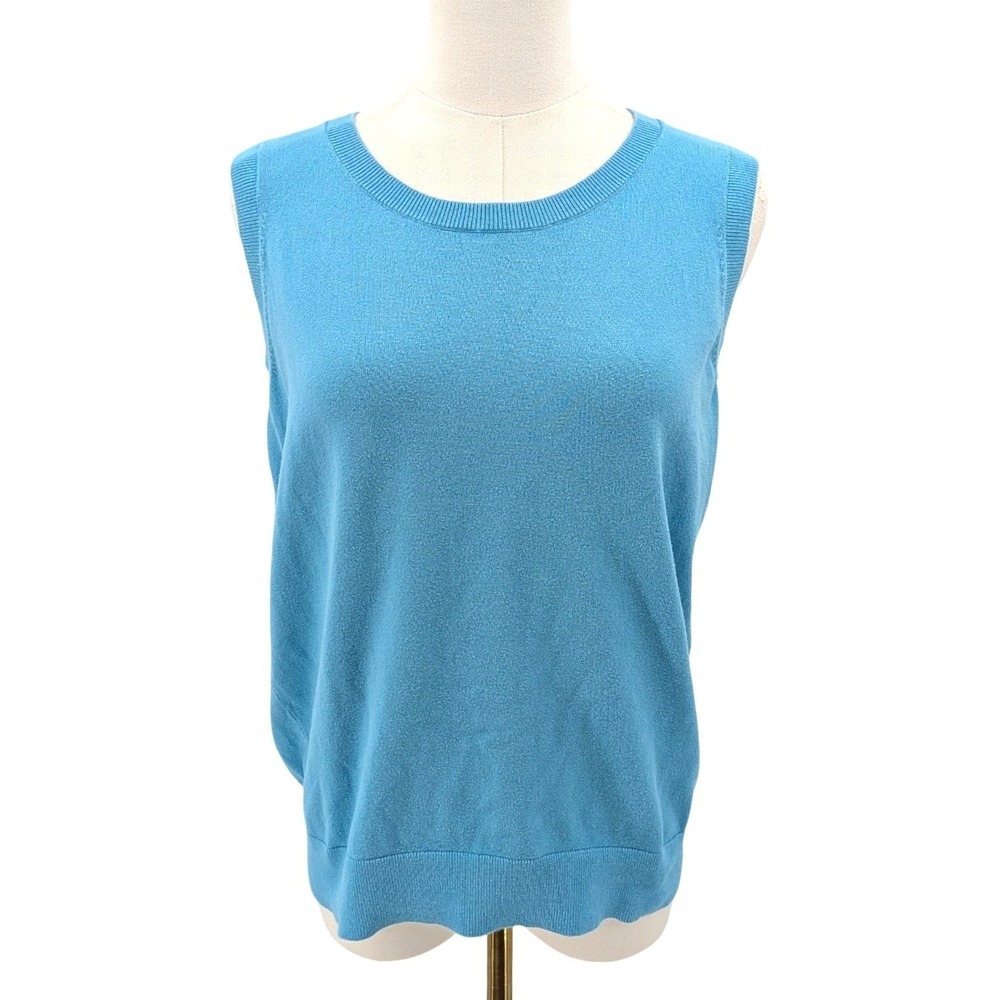Talbots Pima Cotton Sweater Vest Blue light Academia Preppy Classic Women XL - Picture 1 of 8